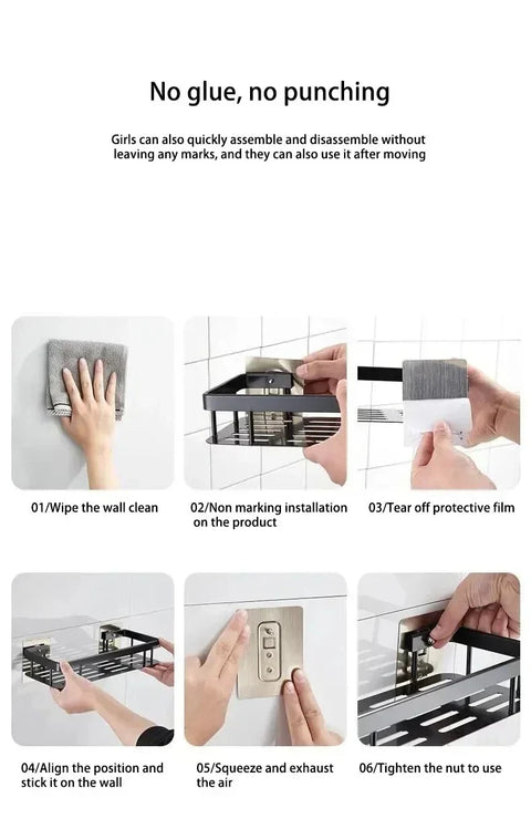 Aluminum Kitchen Sink Tray Suction Cup Wall-mounted Drain Storage and Organization With Rack Ready-to-attach Accessories Cabinet