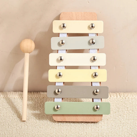 Montessori Wooden Toy Multicolor Xylophone Bell Beads Drum Column Musical Instrument Toy Kid Educational Musical Instrument Gift