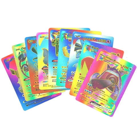 27-110Pcs Pokemon Gold Foil Card VMAX GX Cards English French Spanish German Pikachu Charizard Arceus Colour Pokémon Cards Gift