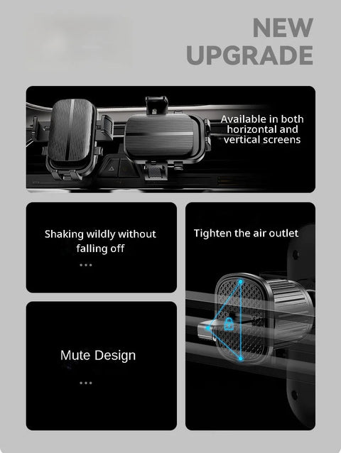 Flexible Cell Phone Holder Car, Phone Mount for Car Air Vent, Universal Auto Lock Car Phone Holder for iPhone Most Smartphone