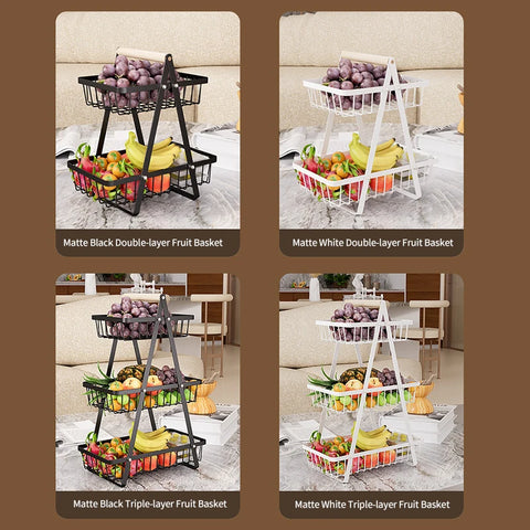 Multifunctional 2-Layers 3-Layers Fruit Basket Kitchen Living Room Dry Fruit Snacks Storage Rack Foldable Storage Save Space