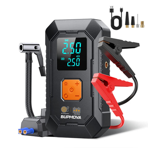 Car Jump Starter Air Pump Power Bank Lighting Portable Air Compressor 4 In 1 Cars Battery Starters Starting Auto Tyre Inflator