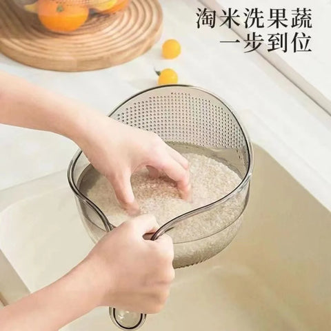 Creative Plastic Multifunctional Drainage Basket Fruit Plate Kitchen Draining Bowl Salad Rice Washing Basket Household Sink