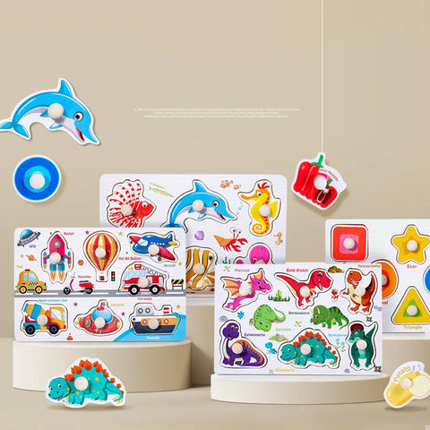 Baby Montessori Puzzles Wooden Toys for Children 1 2 3 Years Educational Learning Kids Games Child Birthday Gifts