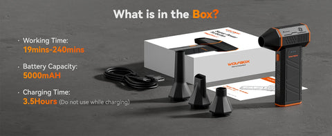 WOLFBOX MF50 Electric Air Duster Air Blower-110000RPM Super Power, Rechargeable 3-Gear Brushless Motor for Car/PC/Home/Outdoor