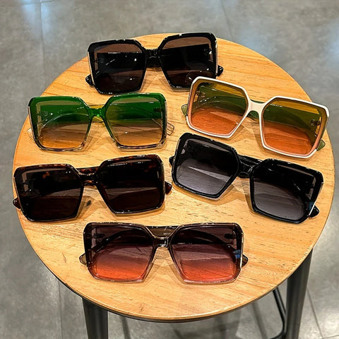 Extra Large Square Fashion Sunglasses for Men and Women Brand Gradient Color Glasses Summer Party