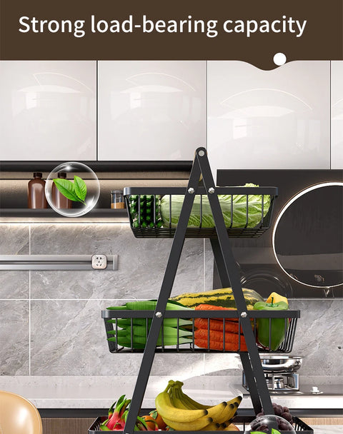 Multifunctional 2-Layers 3-Layers Fruit Basket Kitchen Living Room Dry Fruit Snacks Storage Rack Foldable Storage Save Space