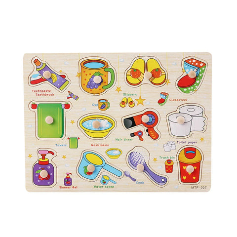 Toddlers Wooden Puzzle Montessori Baby Toys ABC Alphabet Number Shape Matching Board Game Preschool Educational Toy for Kids 2-4