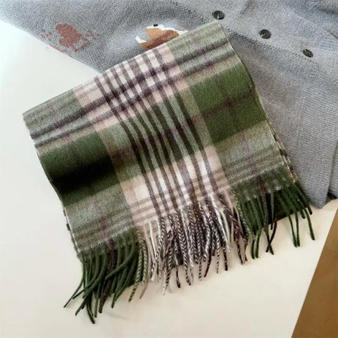 High Quality 100% Wool Scarf Men Female Fashion Classic Soft Cashmere Muffler Women Warm Thermal Shawl Outside Autumn Winter Men