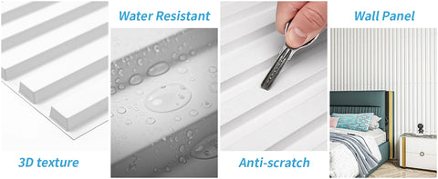 Art3d 12PCS Slat Wall Panel, 3D Fluted Textured 50x50cm Black Home Decoration Waterproof Wall Panels