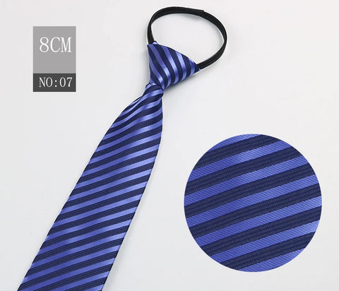 2023 New 8cm Width Pre-tied Zipper Neck Tie Striped Polka Dots Neckties For Men Corbatas Gravata Slim Suits Jacquard Cravat Tie