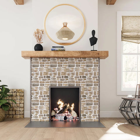 10pcs 3D Faux Stone Self-adhesive Wall Panels, Vintage Style Wall Decor for Kitchen, Living Room, Bedroom, Home Wall Decor