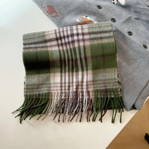 High Quality 100% Wool Scarf Men Female Fashion Classic Soft Cashmere Muffler Women Warm Thermal Shawl Outside Autumn Winter Men