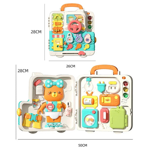 Baby Sensory Busy Board Montessori Toys Music Lights Switch Multifunction Travel Play Early Educational Activities Toy for Kids