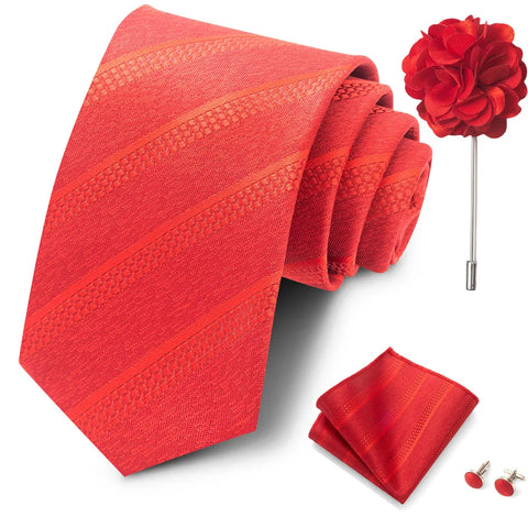 Wholesales Fashion 8 cm Tie Set Necktie Pocket Squares Cufflink Pin Set Purple Paisley Men Gravatas Fit Birthday Gift