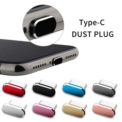 Metal Type C Dust Plugs Cellphone Anti-dust Protectors for Apple IPhone 15 Pro Max/15 Plus/15 Pro Samsung Dustplug