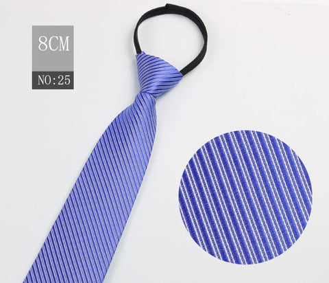 2023 New 8cm Width Pre-tied Zipper Neck Tie Striped Polka Dots Neckties For Men Corbatas Gravata Slim Suits Jacquard Cravat Tie