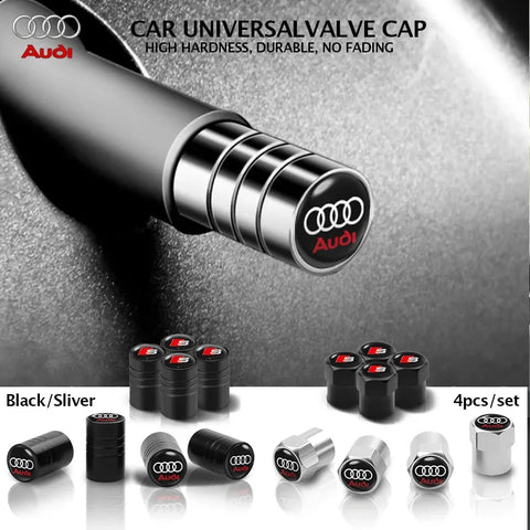 4Pcs Car Wheel Tire Valve Caps Tyre Stem Cover Bolt-In Accessories For Audi Sline A6 Q7 A7 S3 A8 A3 RS A1 A5 A4 Quattro Q5 Q3 TT