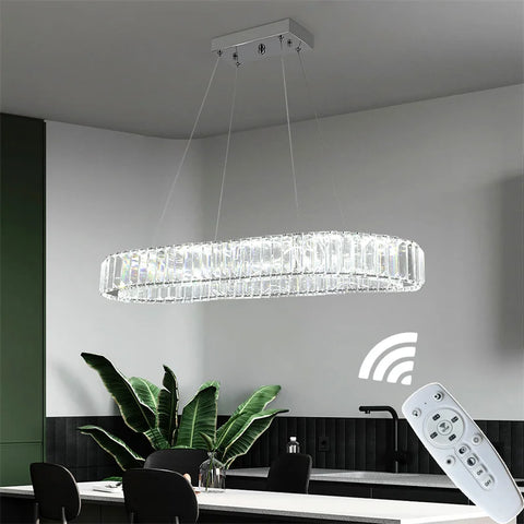 Modern Crystal Rings Led Chandelier Indoor Luxury Ceiling Lamp Dimming And Remote Control Pendan Lighting Chrome Lustre Fixtures