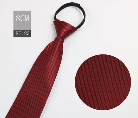2023 New 8cm Width Pre-tied Zipper Neck Tie Striped Polka Dots Neckties For Men Corbatas Gravata Slim Suits Jacquard Cravat Tie