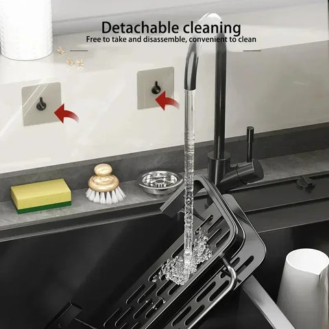Aluminum Kitchen Sink Tray Suction Cup Wall-mounted Drain Storage and Organization With Rack Ready-to-attach Accessories Cabinet