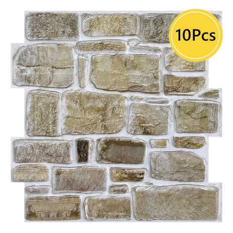 1/10pcs 3D Faux Stone Wall Panels Peel and Stick Wall Tiles Decorative 3D Wall Sticker Self-adhesive Wall Tile Sticker