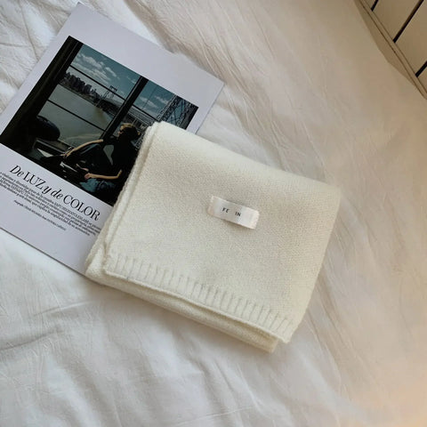 Winter Cashmere Blend Scarf Women Warm Thicken Luxury Shawl Wraps Female Warm Thick Wool Neckerchief Blankets Women Solid Colors