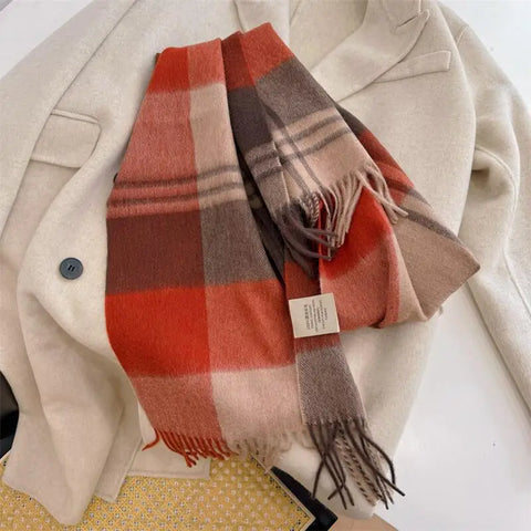 High Quality 100% Wool Scarf Men Female Fashion Classic Soft Cashmere Muffler Women Warm Thermal Shawl Outside Autumn Winter Men