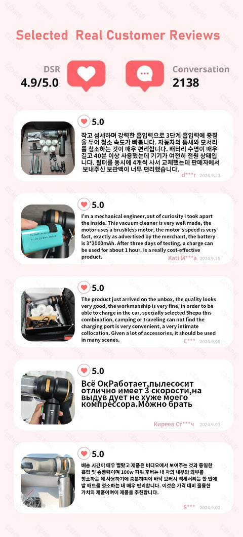 CENRR 998000PA Car Vacuum Cleaner Powerful Portable HandHeld Vacuum Cleaner For Car Wireless Cleaner Robot Car Accessories