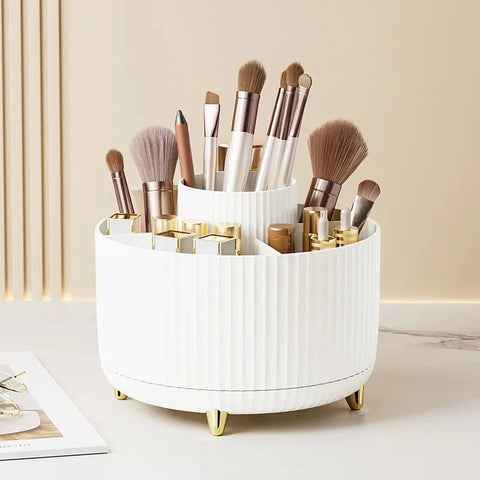 Rotating Makeup Brush Organizer 360 Degree Spinning Storage Box Cosmetic Brush Holder Desktop Organizer Pen Pencil Container