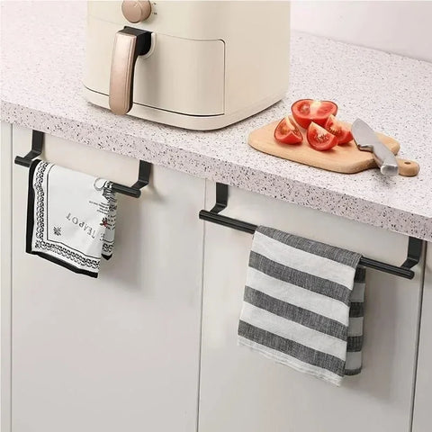 Towel Rack Over Door Stainless Steel Towel Bar Storage Organizer Bathroom Kitchen Cabinet Door Hanging Towel Rack