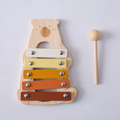 Montessori Wooden Toy Multicolor Xylophone Bell Beads Drum Column Musical Instrument Toy Kid Educational Musical Instrument Gift