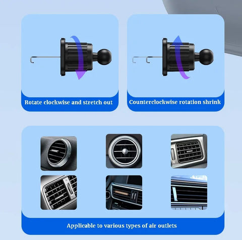 Flexible Cell Phone Holder Car, Phone Mount for Car Air Vent, Universal Auto Lock Car Phone Holder for iPhone Most Smartphone