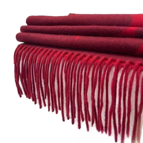 Cashmere Black-Gray Milk Tea Color Double-Faced Scarf Long Women's Luxury Wool Shawl Gradient Scarf