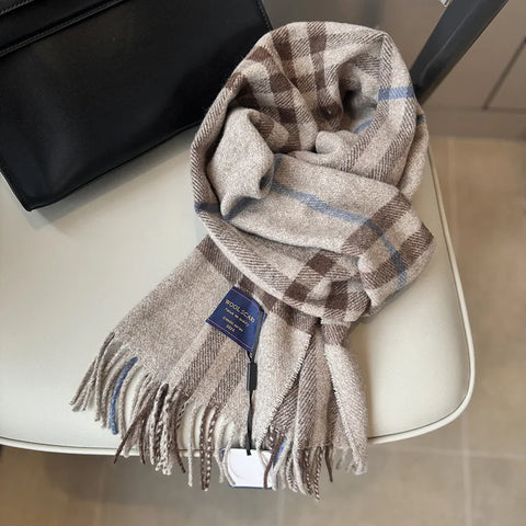 New Fashion Design Pure Wool Plaid Women Men Scarf British Classic Warm Couple Scarves High Quality Multicolored Tassel Muffler