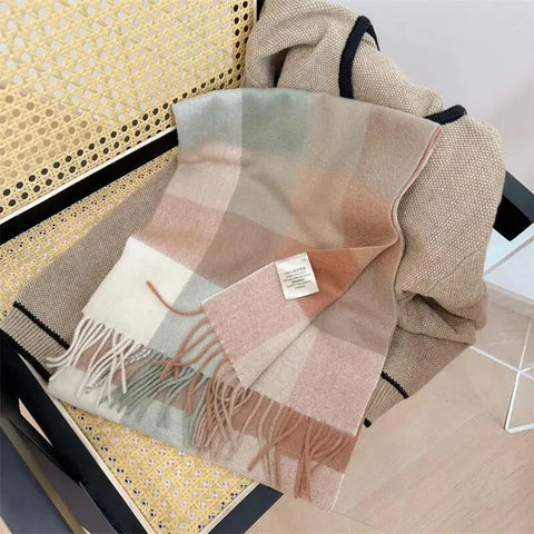 High Quality 100% Wool Scarf Men Female Fashion Classic Soft Cashmere Muffler Women Warm Thermal Shawl Outside Autumn Winter Men