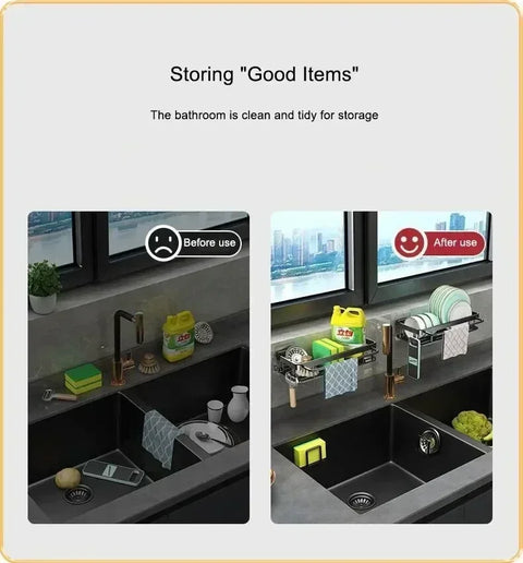 Aluminum Kitchen Sink Tray Suction Cup Wall-mounted Drain Storage and Organization With Rack Ready-to-attach Accessories Cabinet