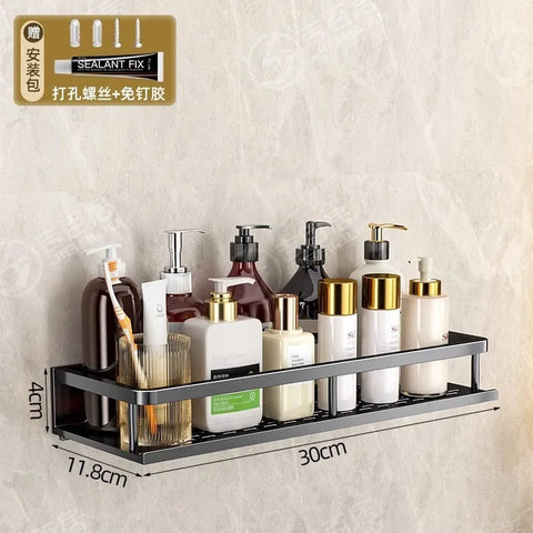 Wall-Mounted Storage Rack No-Drill Bathroom Vanity Shelf for Washroom Balcony Toilet - Organizer Shelf for Kitchen Bathroom