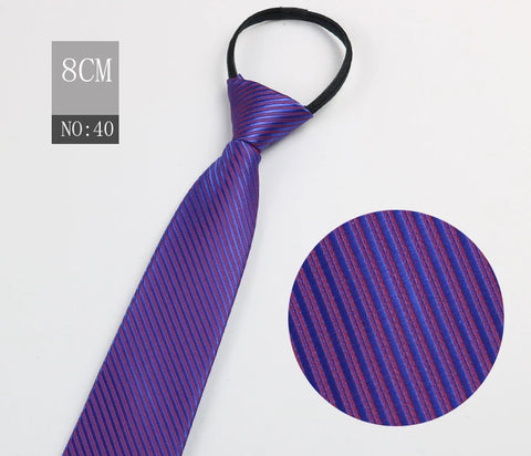2023 New 8cm Width Pre-tied Zipper Neck Tie Striped Polka Dots Neckties For Men Corbatas Gravata Slim Suits Jacquard Cravat Tie