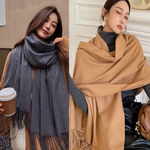 New Black Scarf Cashmere Woman Wool Ladies Scarf Warm Checkered Scarf Women's Winter Scarves Autumn XWJ07
