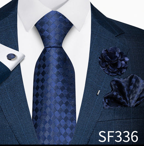 Wholesales Fashion 8 cm Tie Set Necktie Pocket Squares Cufflink Pin Set Purple Paisley Men Gravatas Fit Birthday Gift