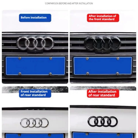 AUDI A6 4 Ring Logo ABS Black 2012-2024 Car Hood Front Grill Rear Trunk Emblem Badge Sticker Quattro Sline A6 Accessory refit