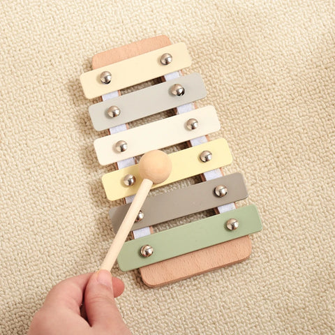 Montessori Wooden Toy Multicolor Xylophone Bell Beads Drum Column Musical Instrument Toy Kid Educational Musical Instrument Gift