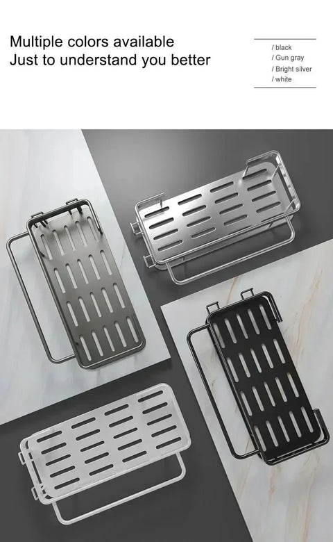 Aluminum Kitchen Sink Tray Suction Cup Wall-mounted Drain Storage and Organization With Rack Ready-to-attach Accessories Cabinet