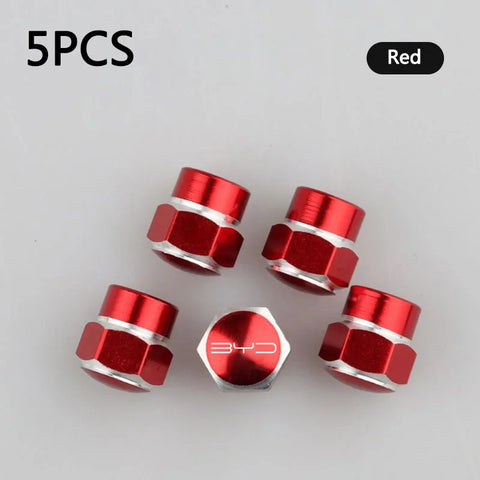New 5Pcs 3D Metal Tire Valve Caps Car Tyre Air Stem Covers For BYD Seal Dolphin Song Yuan Max Qin Pro Han Plus Tang Ev Accessory