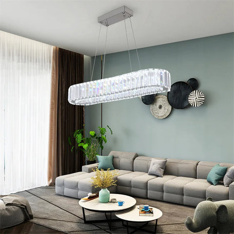 Modern Crystal Rings Led Chandelier Indoor Luxury Ceiling Lamp Dimming And Remote Control Pendan Lighting Chrome Lustre Fixtures