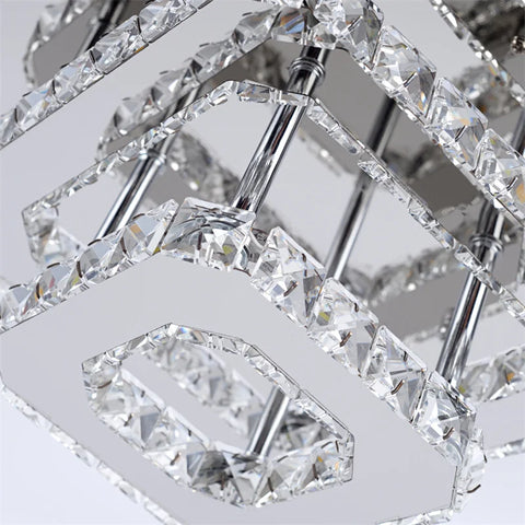 5 Rings Crystal Led Chandeliers Ceiling Mirror Stainless Steel Lustre Cristal For Kitchen Luminarias Parateto Fixtures Plafonier