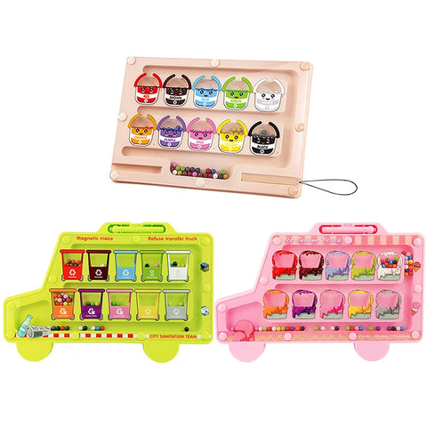 Montessori Magnetic Maze Color Sorting Game Kids Toys Fine Motor Training Pen Control Moving Bead Sensory Play Educational Toys