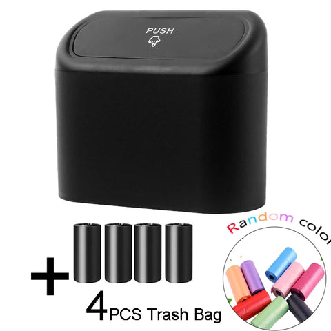 Portable Hanging Mini Car Trash Can,Wastebasket Trash Can with Lid, for Car Office Home,Auto Storage Bin Accessories
