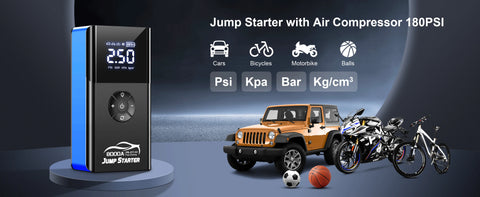 8000a Amp 180Psi Car Emergency Multifunction 12v Battery Booster Tire Inflator Super Compressor Jump Starter Power Bank Air Pump